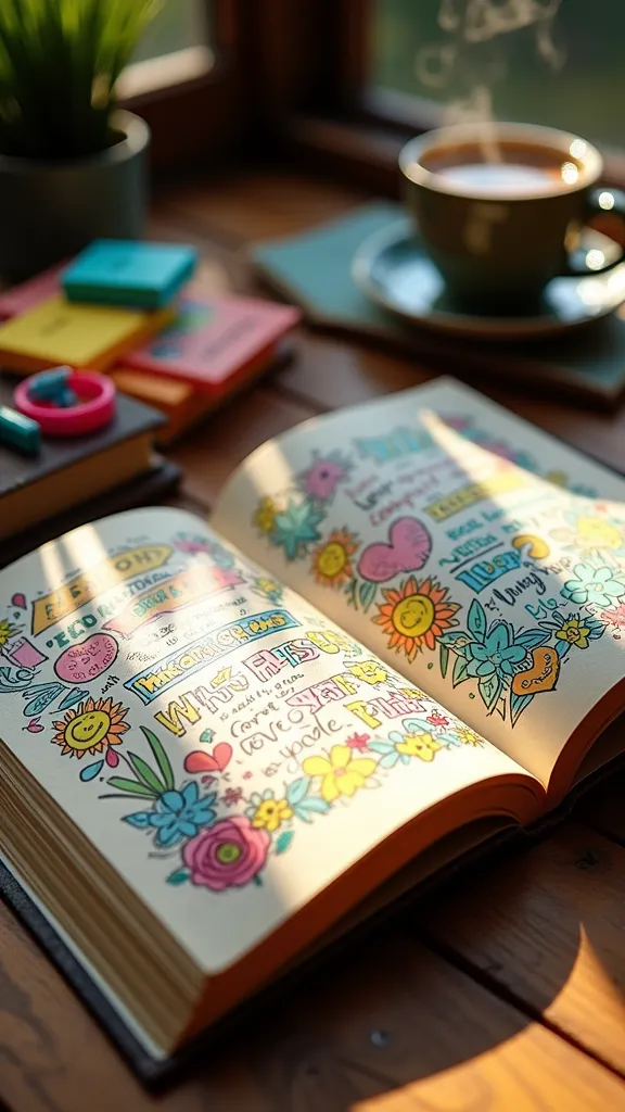 journal with colored pages